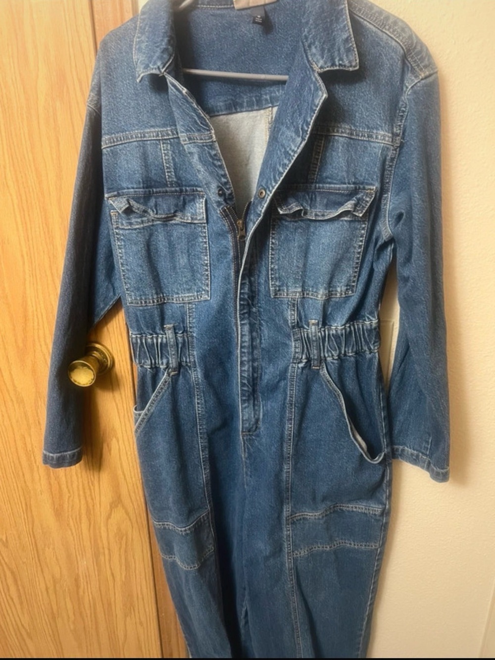 Long Sleeve Denim Jumpsuit - Indigo 10